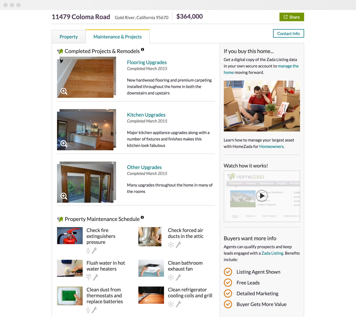 A Zada Listing for a house