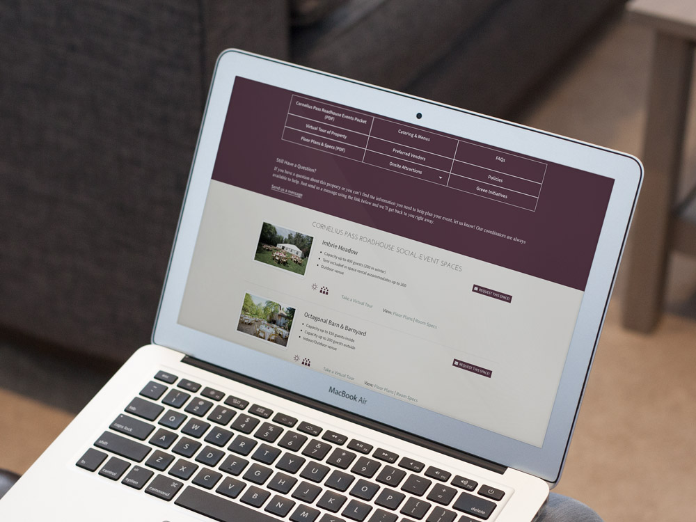 The Social Events page at a McMenamins property on a laptop