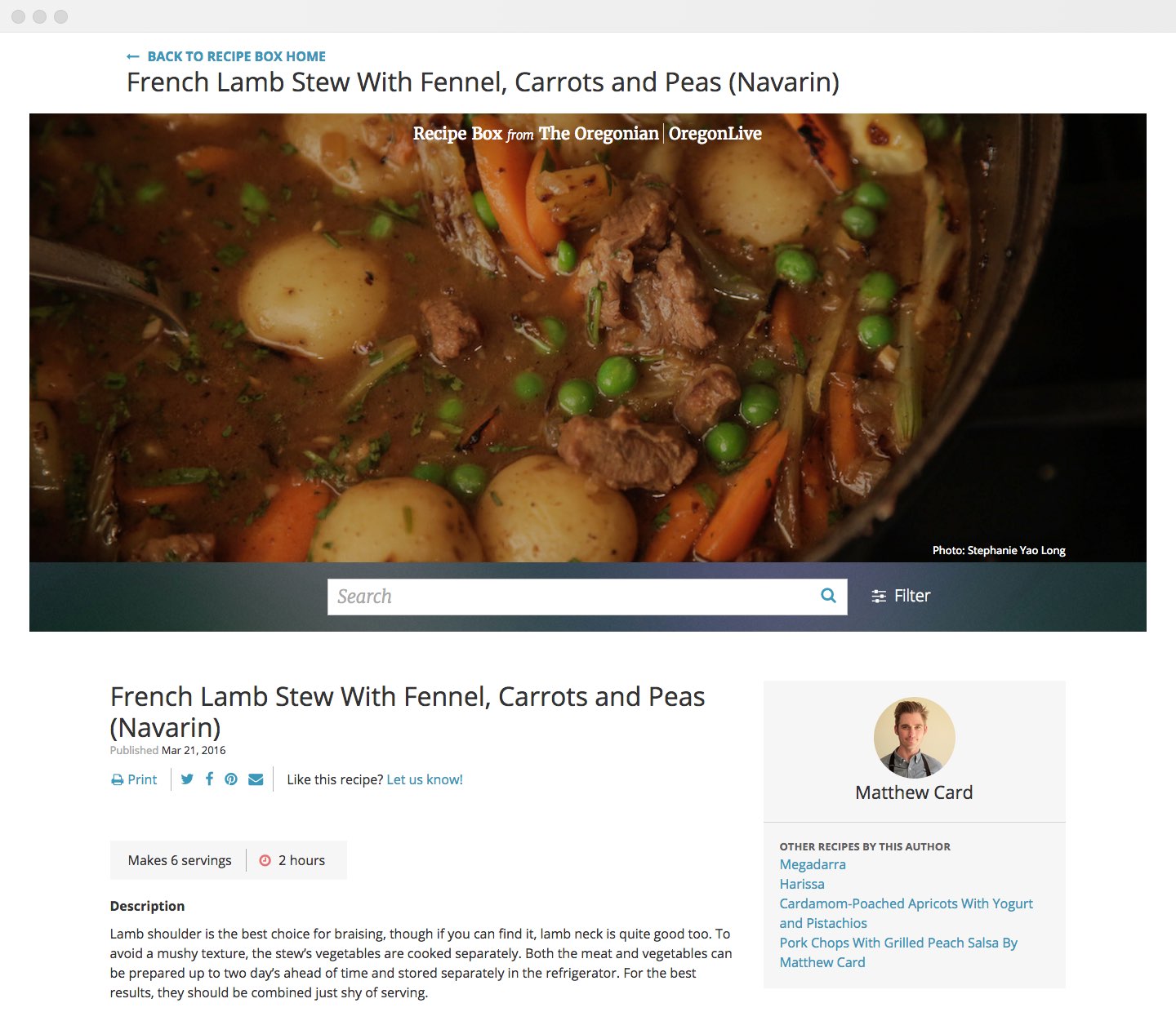 A recipe for French Lamb Stew