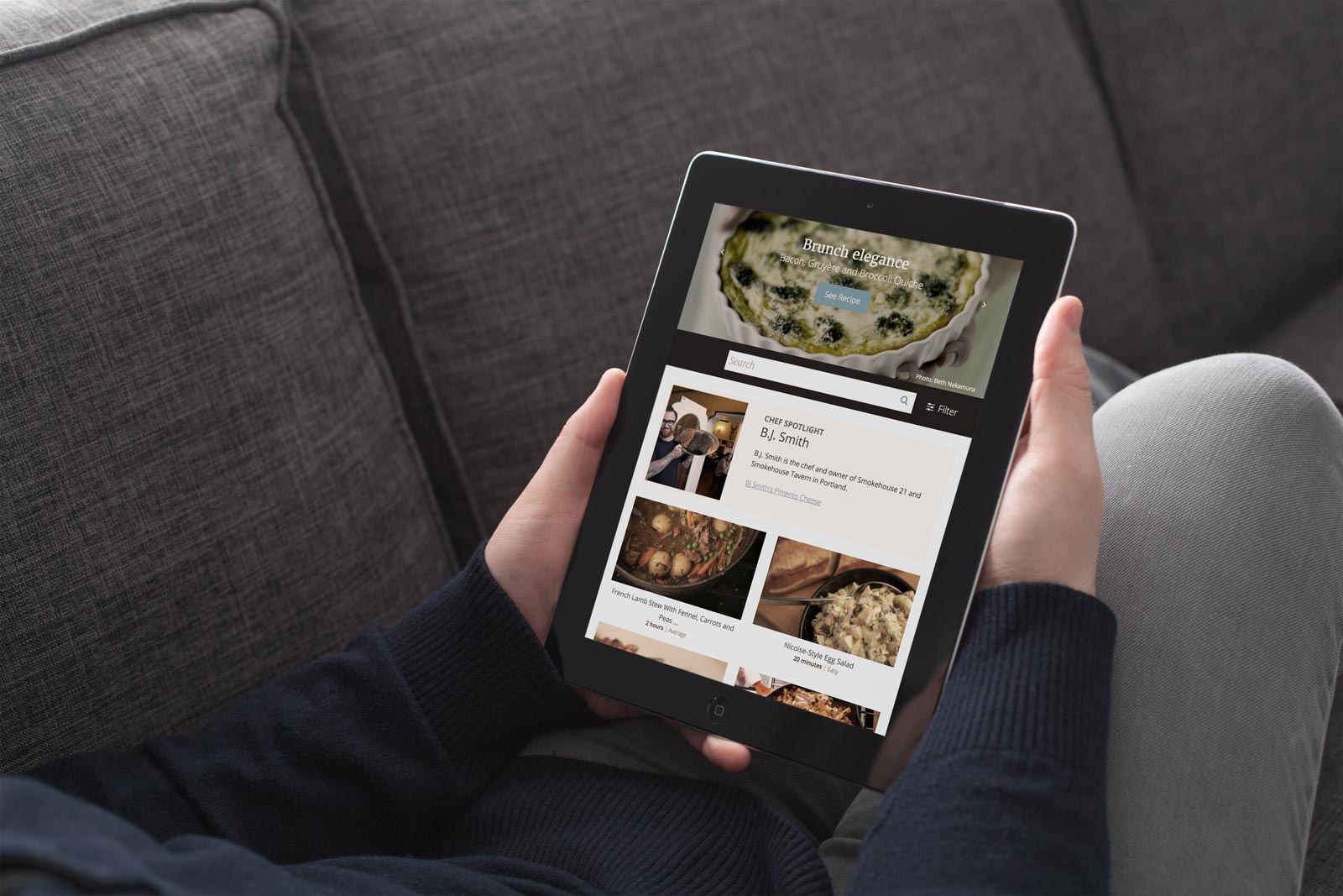 The Recipe Box homepage on an iPad