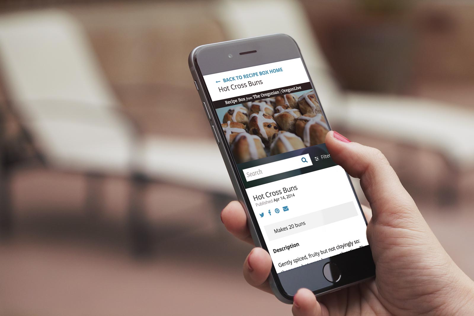 A recipe for Hot Cross Buns on an iPhone