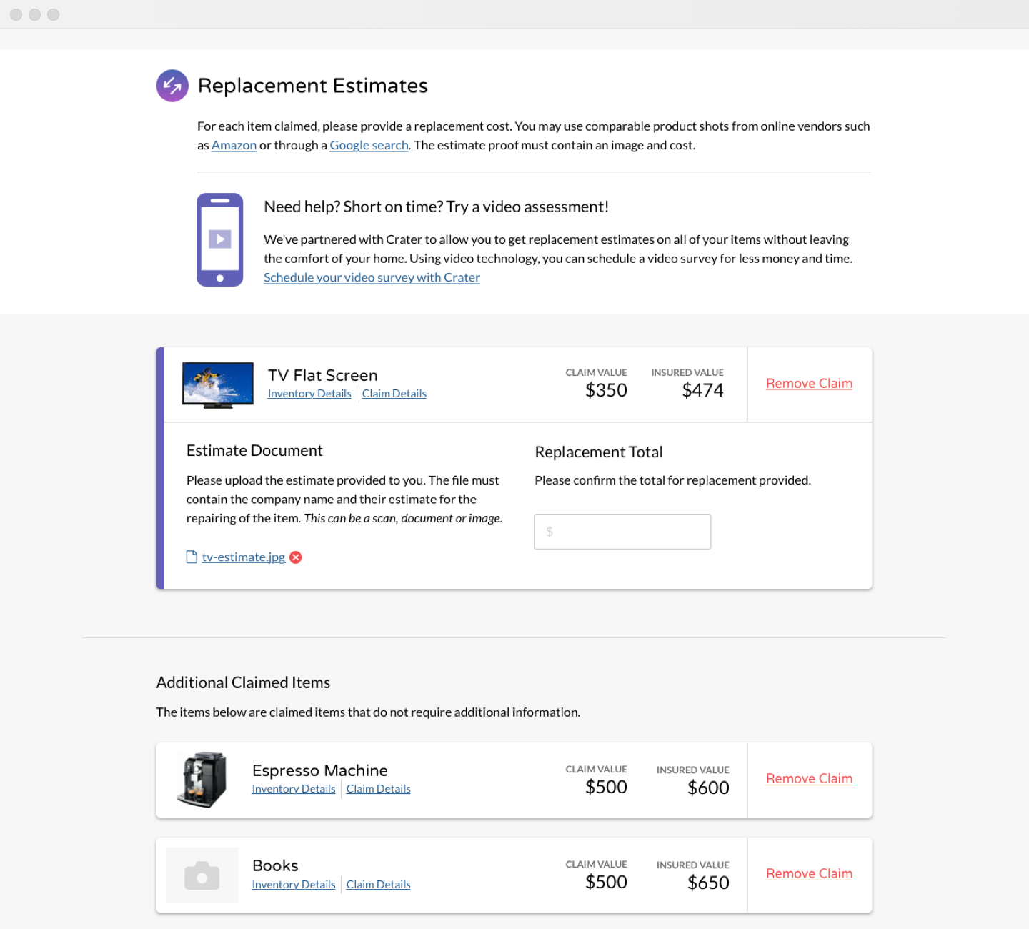 Pac Global Claims process page in a browser