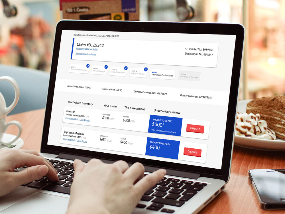 Pac Global Claims process page on a laptop