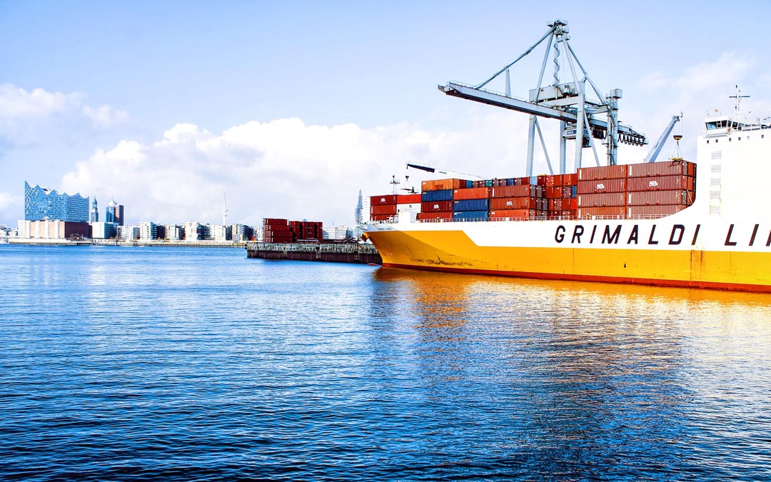 Large freight ship carrying cargo