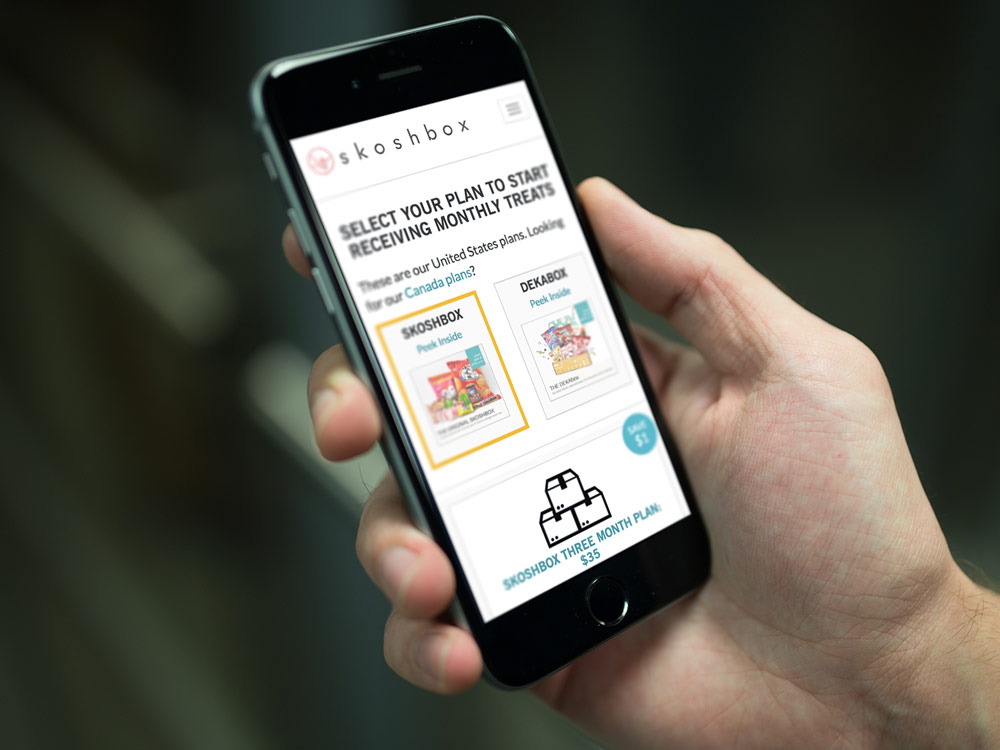 The Skoshbox Plan page on an iPhone